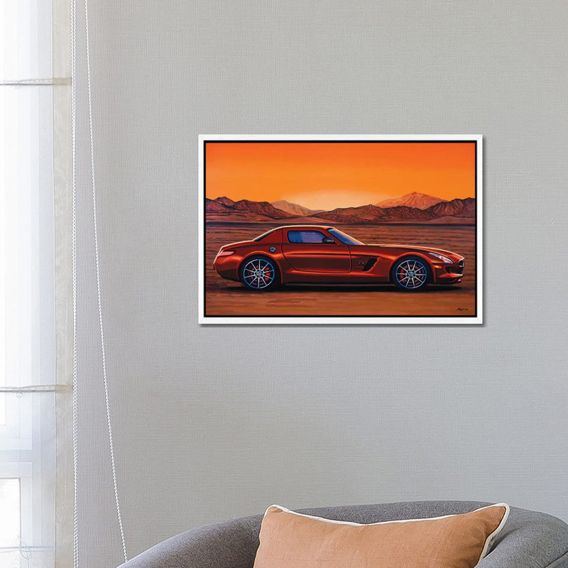 Mercedes Benz Sls Amg Gt Final Edition by Paul Meijering - Painting on Canvas, 66.04 cm H x 45.72 cm W, White Framed