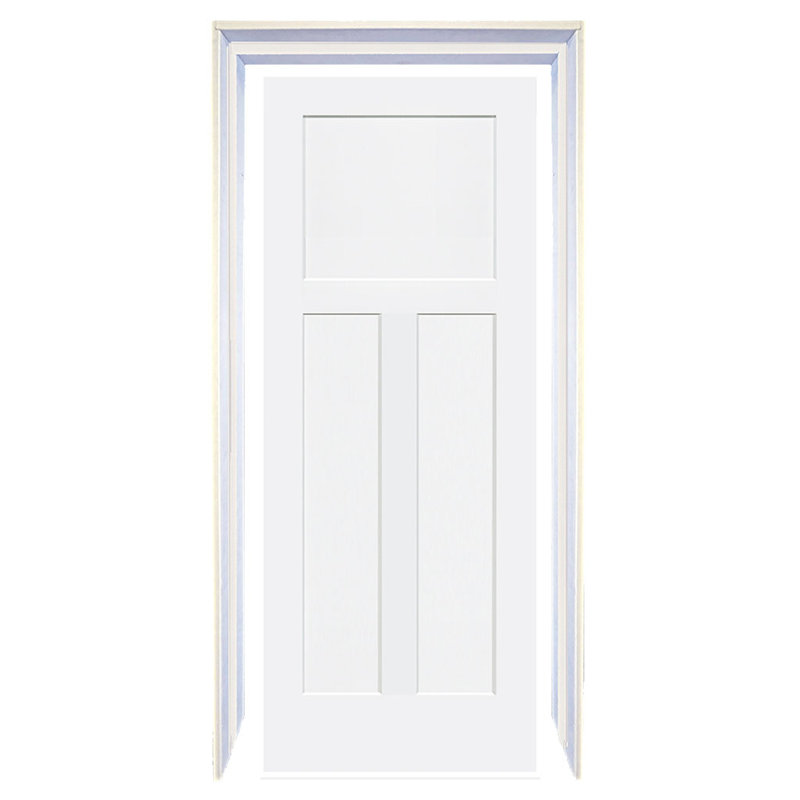 Slab Shaker 1+2 Panel White Solid Core Wood 80 in. x 32 in. with Jamb Kit, 32" x 80"