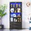 Vitrine H 66 po avec 2 tiroirs et lumières DEL, armoire de rangement avec tablettes réglables en verre-40992541