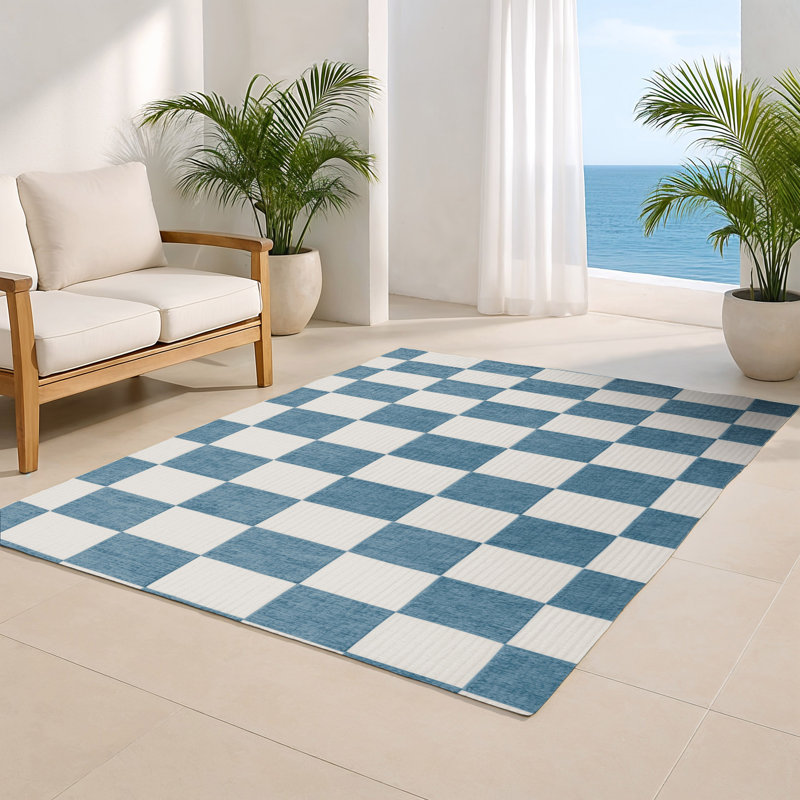 Tapis d'intérieur et d'extérieur à carreaux gris, Rectangulaire 2 pi x 3 pi