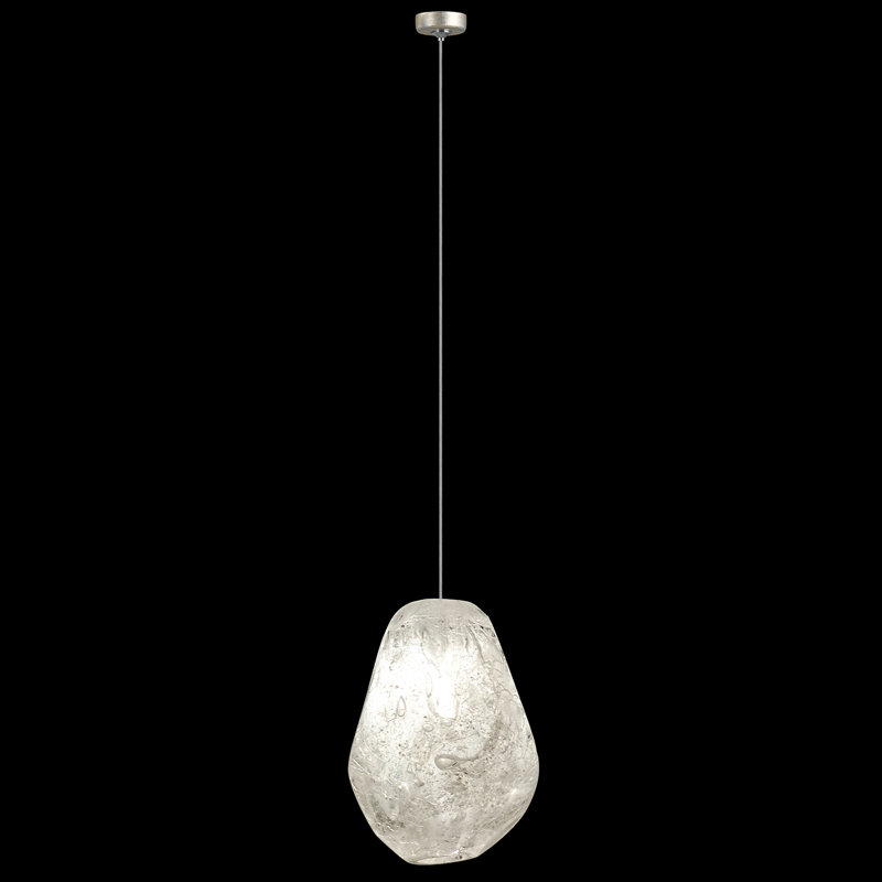 Mini Quartz-Glass LED Pendant Light with Gold Leaf Canopy