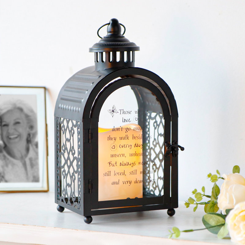 Trinx 11''H Memorial Remembrance Lantern with Commemorative Poems, Black