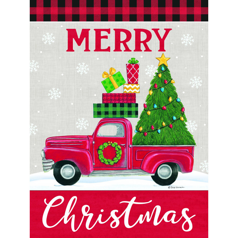 «Christmas Tree Truck» par Deb Strain - impression sur toile tendue, H 16 po x l 12 po