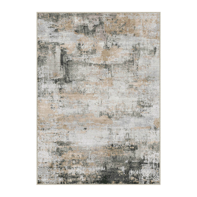Elroy Modern Abstract Machine Washable Area Rug with Non-Slip Backing, Rectangle 5' x 7'