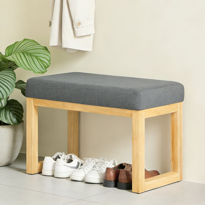 Solid Wood Shoe Bench, Thicken Frame and Soft Cushioned Seat, Entryway Shoe-Changing Bench for Small Spaces, Living Room, Bedroom, Easy to Assembly by Rebrilliant