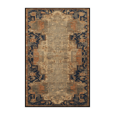 Machine Washable Art Deco Brown Area Rug