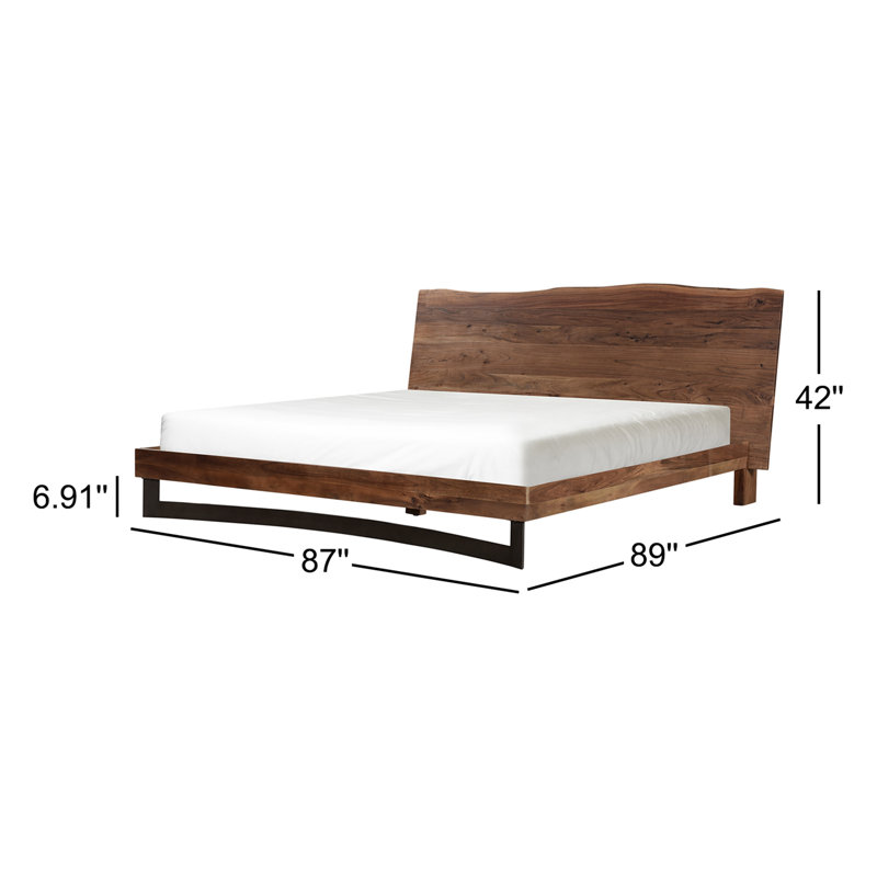 Gelen Solid Wood Low Profile Platform Bed, King