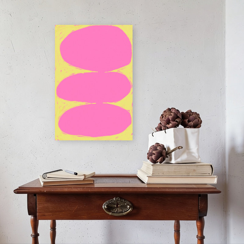 «Pinkbalance», art mural abstrait audacieux et coloré, H 24 po x l 16 po