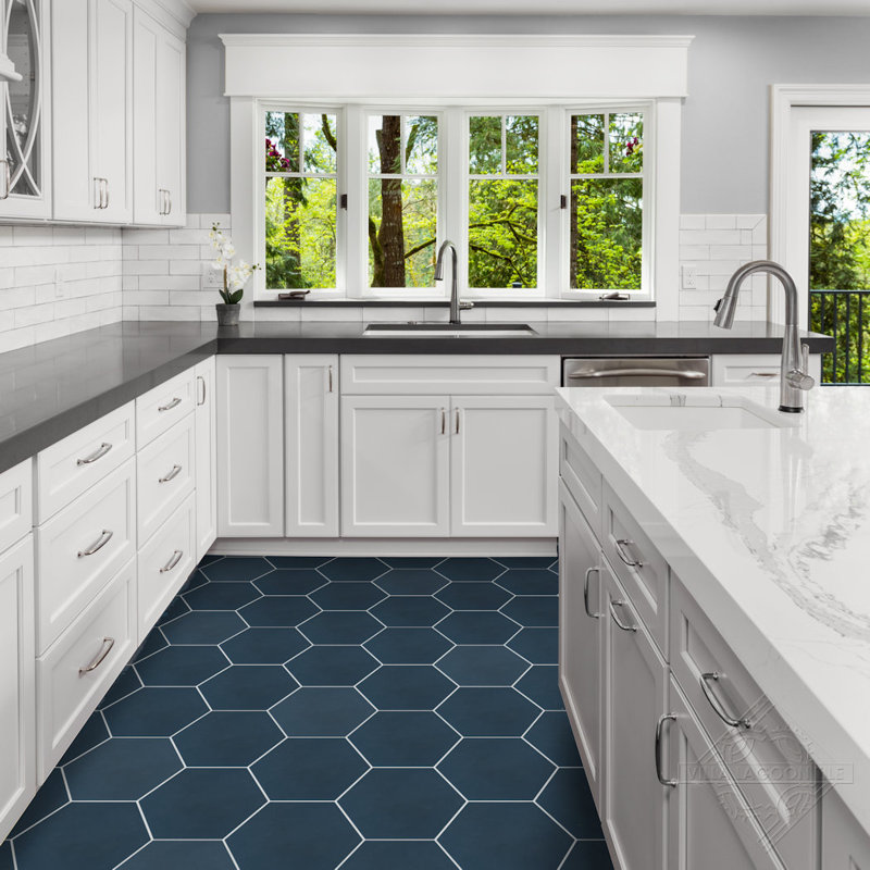 Solid Hex 8" x 9" Cement Wall & Floor Tile, Monte Verde