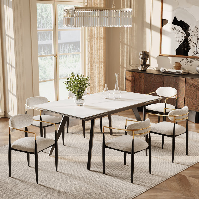 Moiser 63"-94.5" Extendable Rectangular Sintered Stone Dining Table Seat 6-10