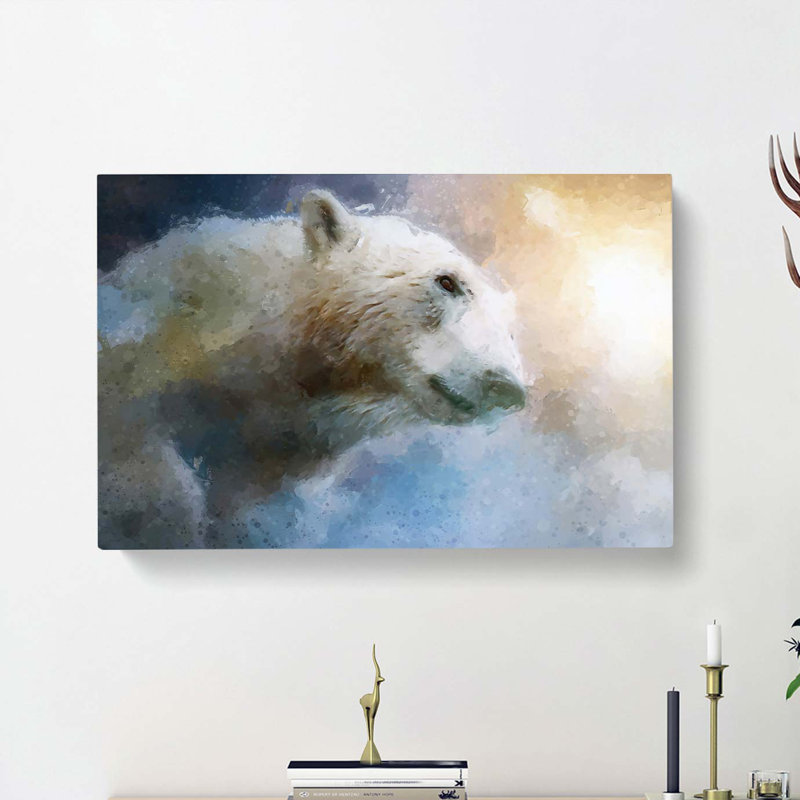 Mystical Polar Bear In Abstract - Wrapped Canvas, 60cm H x 91cm W x 3cm D