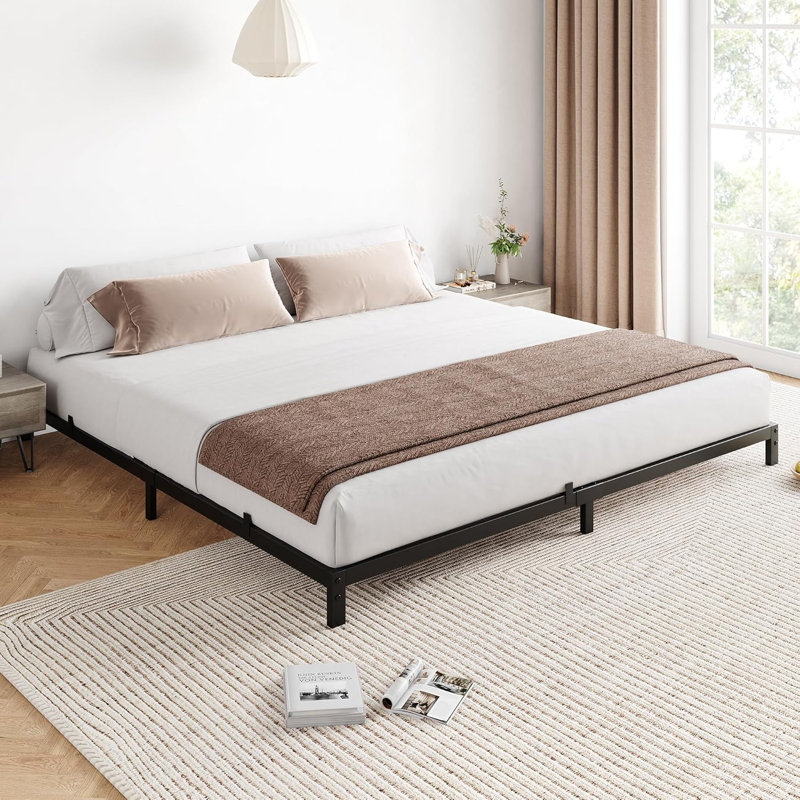 Metal Bed Frame - 14 Inch Heavy Duty Platform with Sturdy Steel Slats - Modern Minimalist Design - Ample Under Bed Storage - Noise-Free - No Box Vernal Needed - Easy Assembly