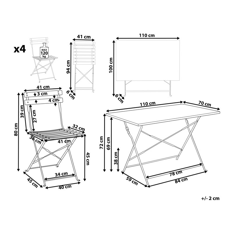 Rectangular 5 - Piece 4 - Person Outdoor Table Set, Red