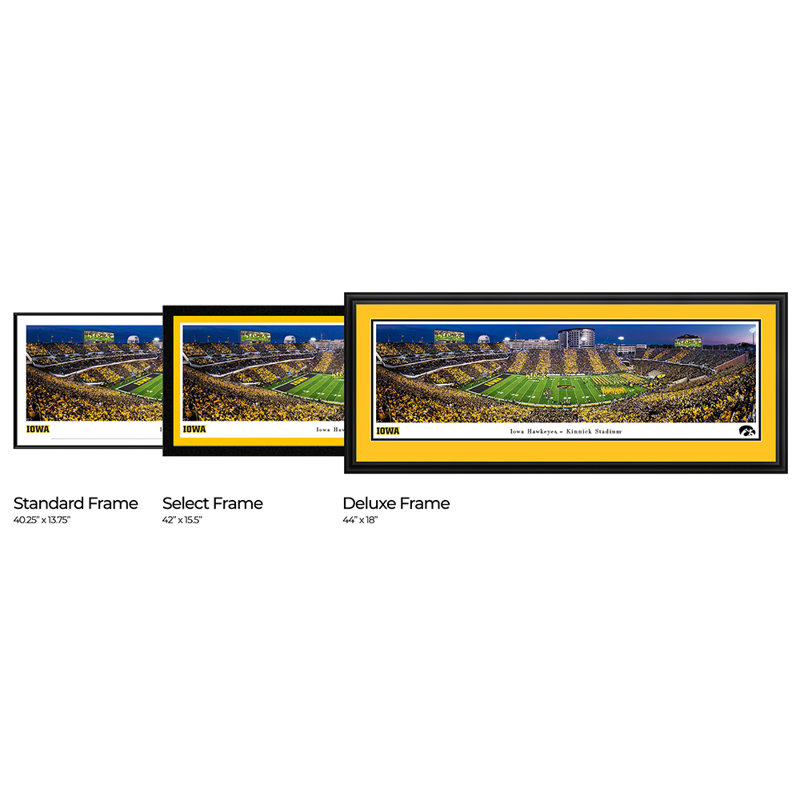 Impression panoramique de l'Iowa Football, H 13,75 po x l 40,25 po x P 0,38 po, Cadre noir