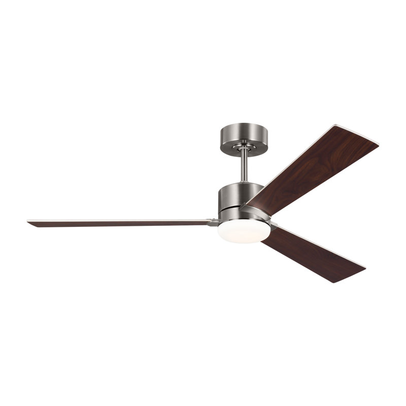 Rozzen Downrod Ceiling Fan, Silver/Walnut, 52", Brushed Steel