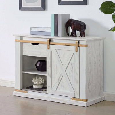 Console de style rustique, canapé décoratif avec tiroir de rangement et étagère, meubles de salon