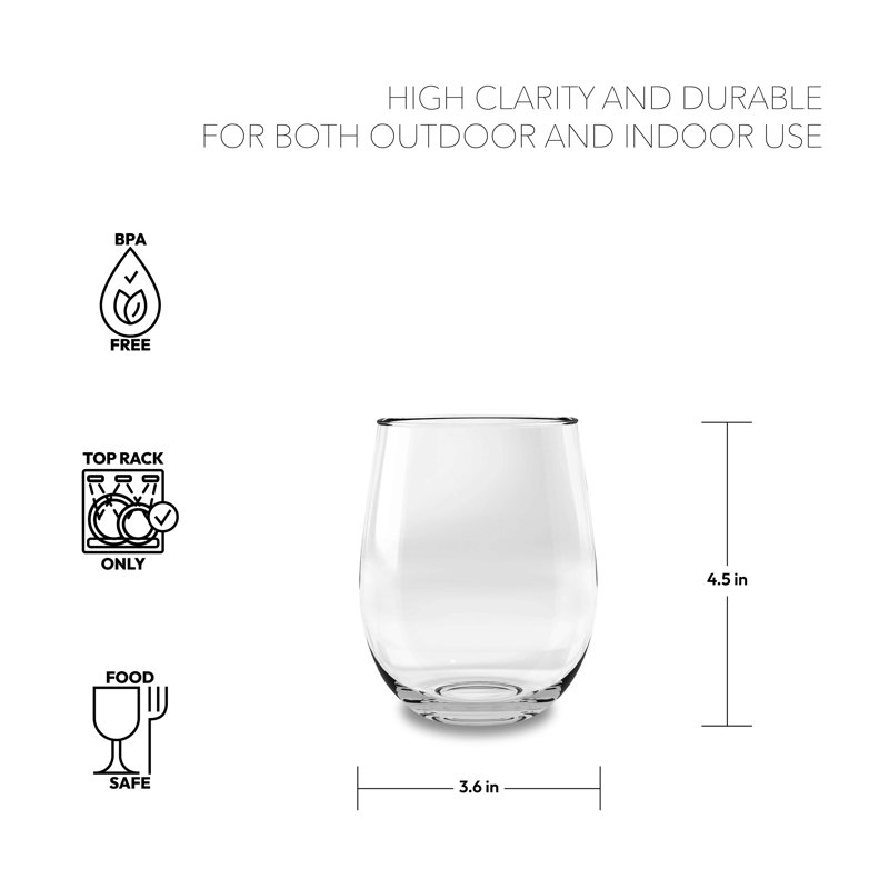 Ebern Designs, 18 pièces, 18 oz. Ensemble de verres Tritan