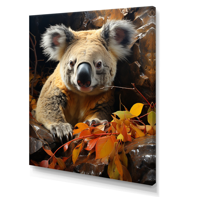 Koala Bush Retreat 2 - Koala Animal, art mural, Toile tendue, H 32 po x l 16 po x P 1 po