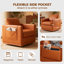 Fauteuil pivotant d'appoint en cuir véritable de 76 cm (30 po) avec poche latérale réglable et structure en bois massif
