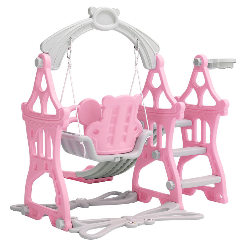 Shoaib Zoomie Kids Plastic Swing Set with 1 Swing(s) , 1 Slide(s), Pink/Grey