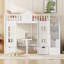 Lit simple superposé simple avec table convertible - Robuste Aucun sommier requis, L 93,1 po x l 42,1 po x H 77,25 po-116615649