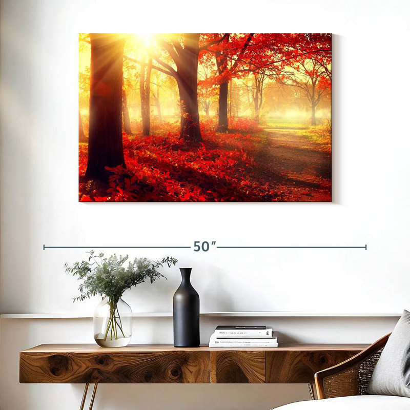 Harnek, forêt d'automne ensoleillée, H 26 po x l 39 po