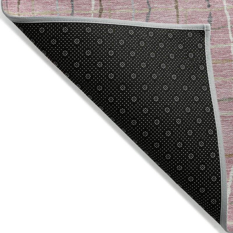 Addison Pink Stripe Synthetic Flat Woven Washable Rug 2'6" x 3'10"