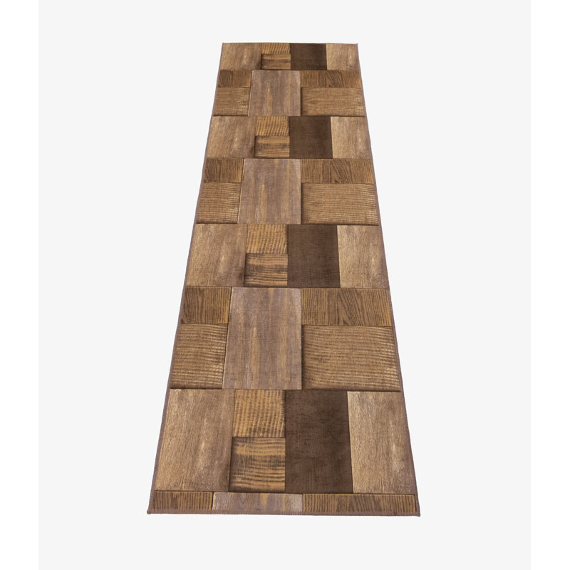 Slip Resistant No Pile Light Weight Nature Inspired Printed Area Rugs for Backyard Kitchen Living Room, Runner 2' x 7'