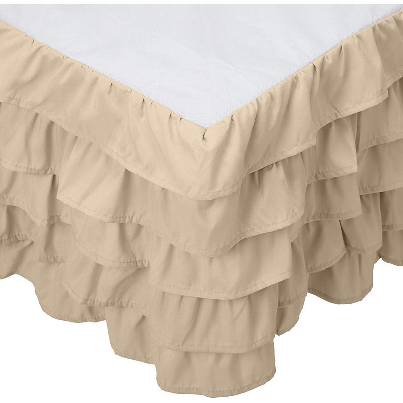 Multi-Ruffle King Bed Skirt, Beige