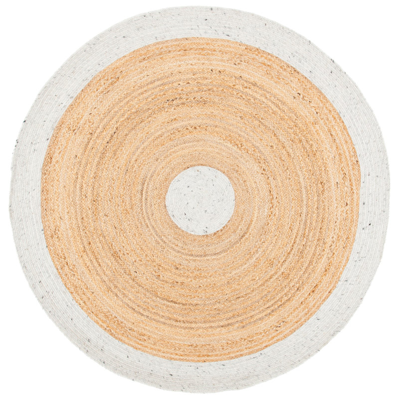 Marion Hand Woven Jute/Wool/Cotton Rug in Natural, Round 5'