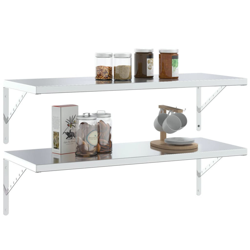 Borough Wharf Shelf Brackets 4 Pcs 15X2.5X11.5 Cm Silver Stainless Steel, Silver, 25cm H x 40cm W x 2.5cm D