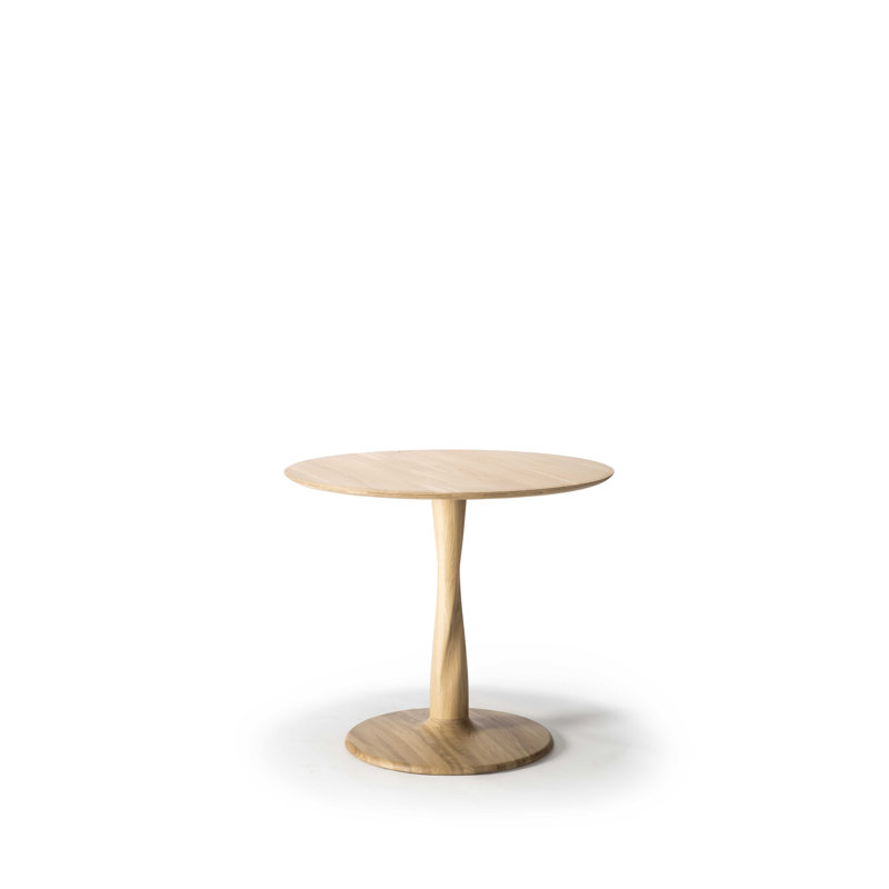 Torsion Round Solid Oak Dining Table, 30" H x 35.5" L x 35.5" W, Tan