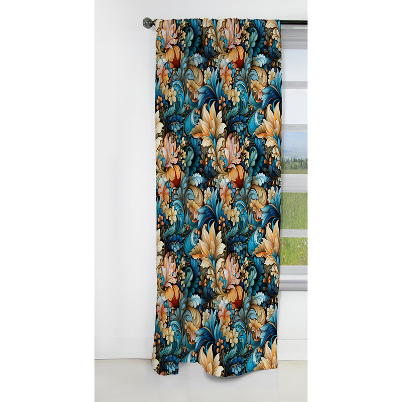Motif cachemire désert - motif floral - rideau occultant - 1 panneau, L 52 po x L 90 po