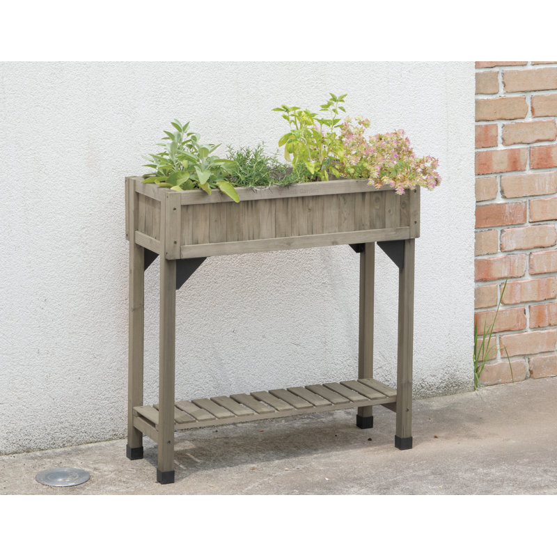 Pot à fleurs surélevé en bois, gris