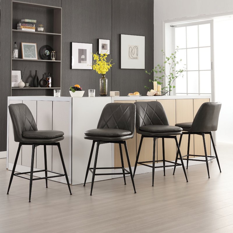 Tabouret de bar et de comptoir Garrey, Bar Stool (28" Seat Height), Gris