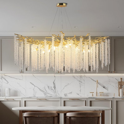 Paree Crystal Dimmable Chandelier Kitchen Island Square / Rectangle Chandelier
