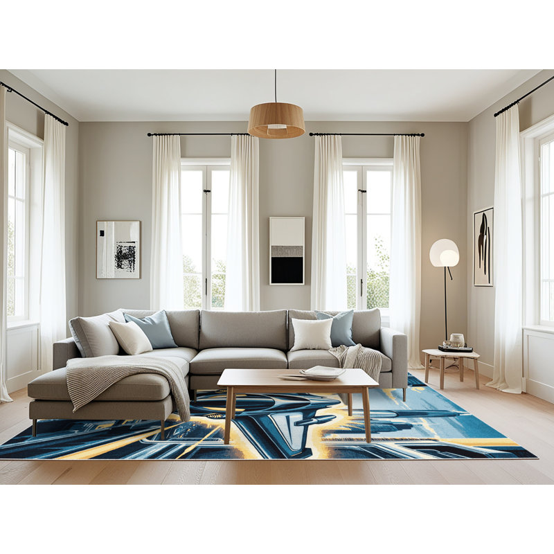 Tapis beige lavable à la machine, Rectangle 6 pi x 9 pi