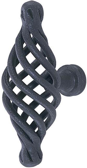 Bastogne Oversized Birdcage Knob, 3.375" H x 1.1875" W x 2" D, Flat Black Steel