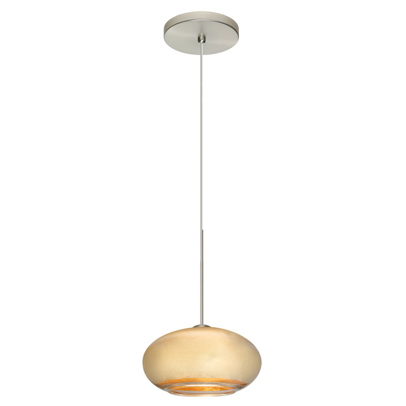 Luminaire suspendu sphère 1 lumière Birkdale, Feuille dorée, Nickel satiné