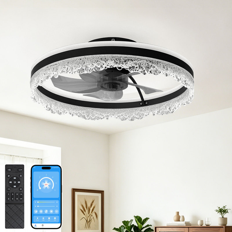 20" Crystal Ceiling Fan with Dimmable LED Light, 20" Crystal Ceiling Fan with Dimmable LED Light