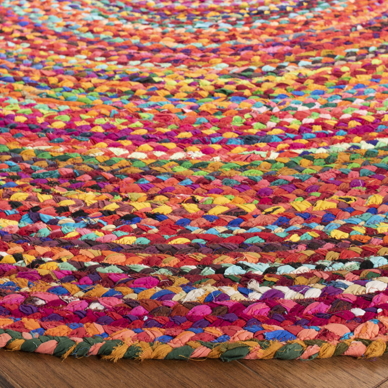 Tapis géométrique en coton tissé à la main Heil, Rond 4 pi