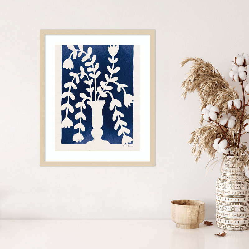 «Blooming Floral on Blue I», reproduction d'art murale en bois, H 25 po x l 21 po