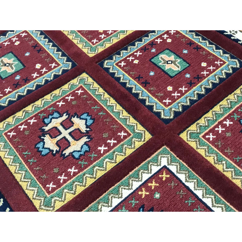 Hand-Knotted High-Quality Red Runner