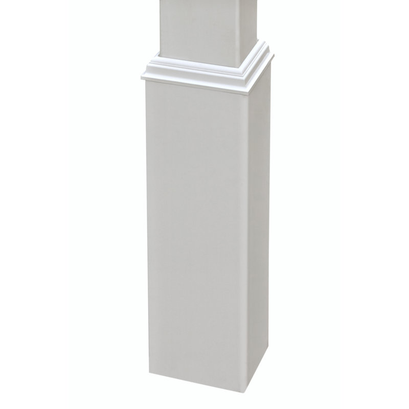 White Vinyl Square Pergola with Canvas Weave and Base Moldings