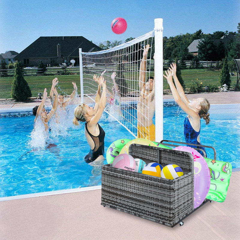 Gray Double Layer PE Rattan Outdoor Storage Organizer