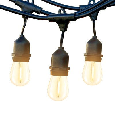 Ambience Pro 24 ft. Plug-In Outdoor Patio LED String Lights with 7 Warm White S14 Edison Bulbs, Weatherproof