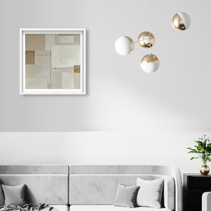 Vanilla II Shadowbox Abstract Print by Oliver Gal, Black Frame, 12 x 12, 21.5"H x 21.5"W, White Shadowbox