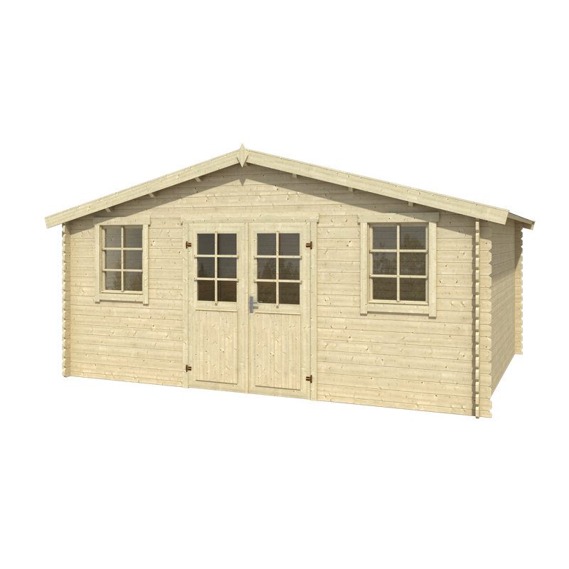 Lasita Udo 300 - 16 x 10 Ft. Apex Roof Summerhouse With Single Glazing (28mm), UDO 300 Natural Wood