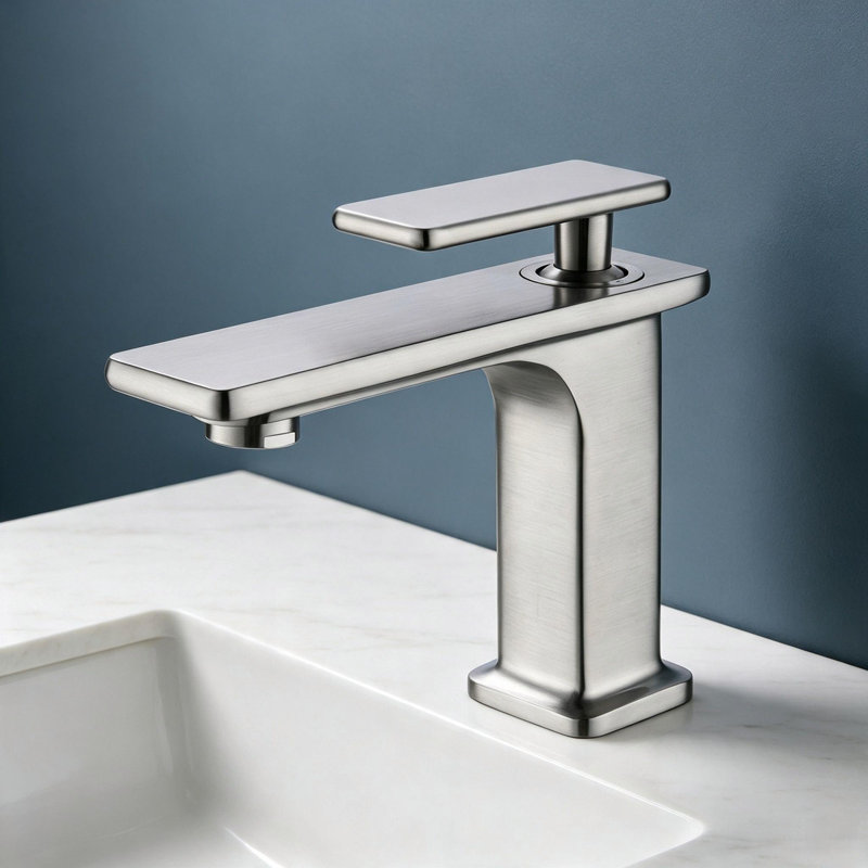 Topcraft Modern Single Hole Single Handle Brushed Nickel Bathroom Sink Faucet Lavatory Vanity Faucet, Brushed Nickel