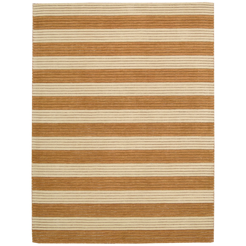 Hand Knotted Wool Pumpkin Stripe Area Rug, 7'9" x 10'10"